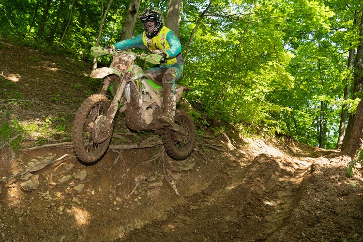 Josh Strang powering through the mud.
